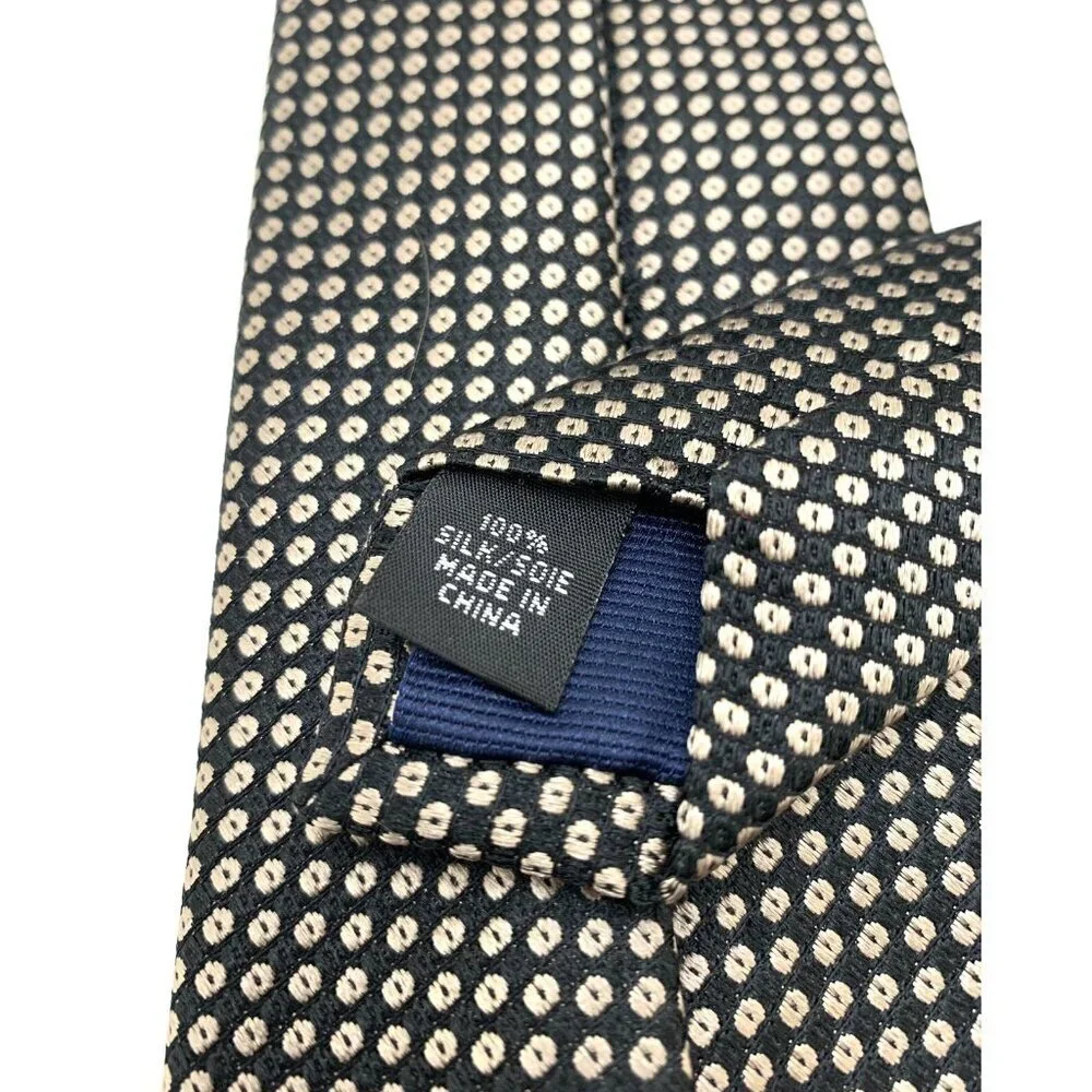 Michael Kors Mens Tie 3.5” W Necktie Black Gold 100% Silk Excellent Condition
